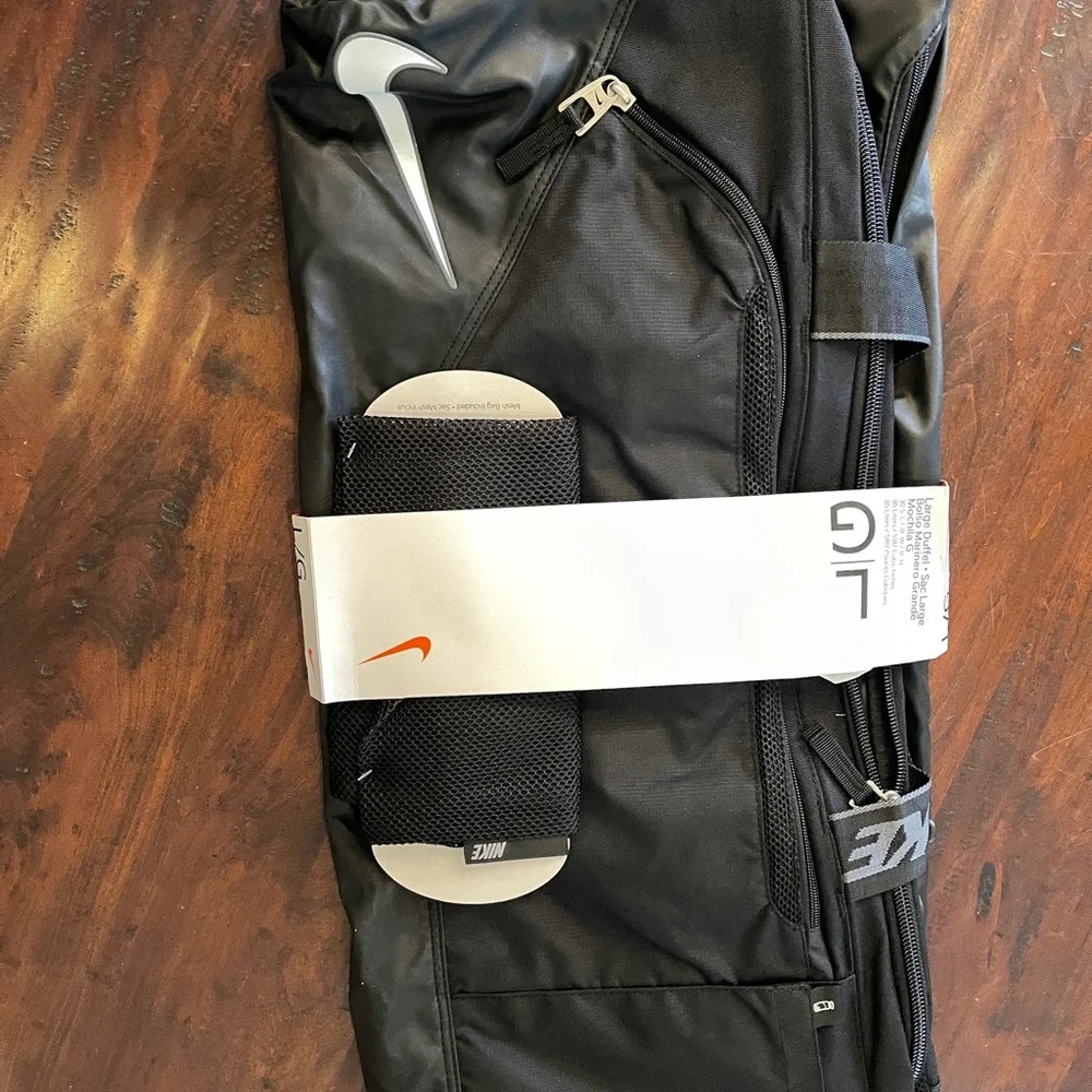 Nike Team Training Train, Compete, Go Tarpaulin bottom Black Duffel Bag NWT
